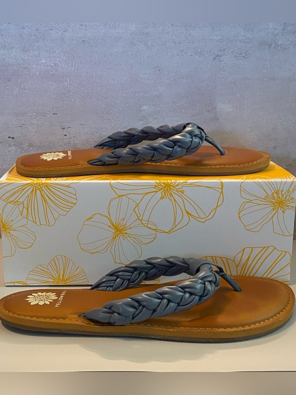 Yellow Box Women’s Blue Dauphine Braided Flip-flop Sandals 11M - Picture 7 of 12